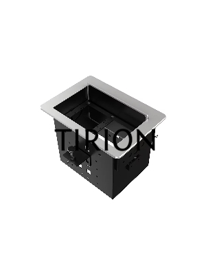 Прямоугольный металлический корпус Wize Pro [WRTS-06BOX-S] для модульной системы врезного лючка в стол с убирающейся крышкой для установки до 6 модулей-вставок, преустановленная рамка, серебристый