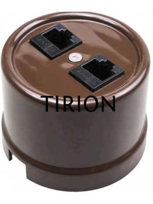 Розетка компьютерная Bironi B1-302-22 2-ая (RJ45) пластик коричневый