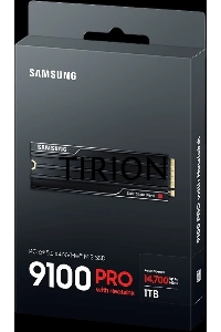 Твердотельный диск 1TB Samsung 9100 PRO, M.2, PCI-E 5.0 x4, TLC 3D NAND [R/W - 14800/13400 MB/s] с радиатором