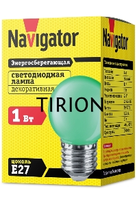 Лампа светодиодная Navigator 71 828 NLL-G45-1-230-G-E27 1 Вт шар E27 220-240В зел.