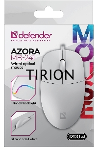 Мышь проводная Defender Azora MB-241 белый, 1200 dpi, USB, кнопки - 3