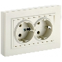Розетка 2-местная IEK BRITE РС12-3-БрКр (BR-R21-16-K10-F) с заземлением, без защитных шторок, 16А в сборе, бежевый