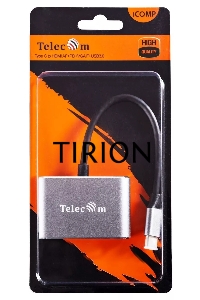 Кабель-концентратор USB3.1 TypeCm -->HDMI+USB3.0+PD+VGA Alum Grey 4K@30Hz, Telecom<TUC055>