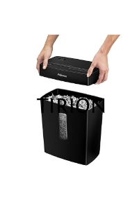 Шредер Fellowes PowerShred Р-42С черный (секр.P-4) фрагменты 8лист. 15лтр. скрепки скобы пл.карты