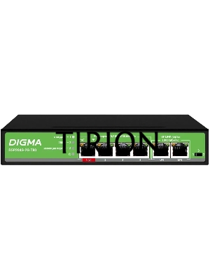 Коммутатор Digma DSP204G-2G-T80 (L2) 6x1Гбит/с 4PoE 4PoE+ 1PoE++ 80W неуправляемый