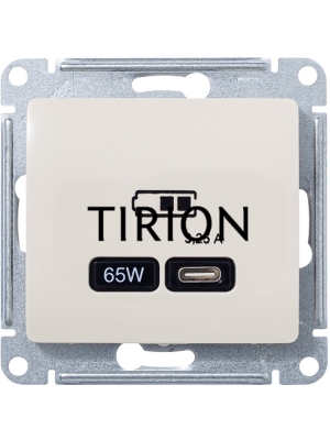 Розетка USB SE тип-C 65W высокоскор.заряд. QC, PD, мех. Glossa бежевый