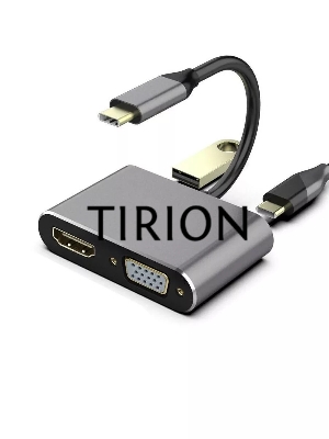 Кабель-концентратор USB3.1 TypeCm -->HDMI+USB3.0+PD+VGA Alum Grey 4K@30Hz, Telecom<TUC055>