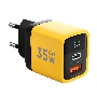 Зарядное устройство с дисплеем Cablexpert MP3A-PC-53, 35Вт GaN, QC3.0/PD3.0, 1хUSB, 1хType-C, желтый, коробка