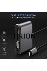 Кабель-концентратор USB3.1 TypeCm -->HDMI+USB3.0+PD+VGA Alum Grey 4K@30Hz, Telecom<TUC055>