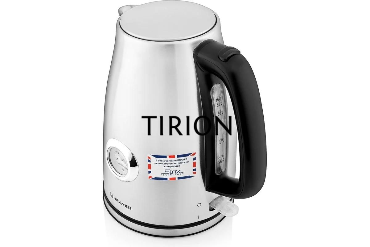 Чайник электрический BRAYER BR1022 2200Вт.1,7 л, STRIX, стальной, термометр.