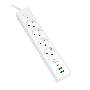 Сетевой фильтр Cablexpert Exnovo EXN-4-CU2-W-2, 4р, 16А, 1xType-C PD, 30Вт, 2хUSB, 2м, ур.защиты 4+, белый, коробка