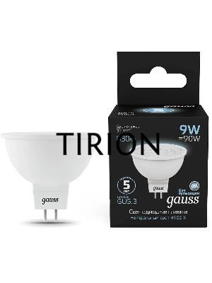 Лампа светодиодная Gauss 101505209 9Вт цок.:GU5.3 рефлек. 150B св.свеч.бел.нейт. MR16 (упак.:10шт)