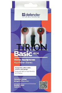 Наушники Defender вставки Basic 604 черный/красный