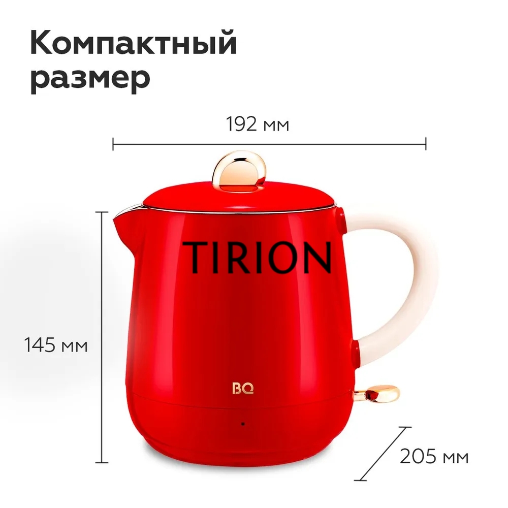 Чайник BQ KT1717P Red. Мощность:1000 Вт, Объем 0,6л