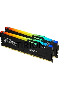 Оперативная память Kingston Fury Beast, DDR5, 32GB (2x16GB), 5200MHz, CL36, с радиаторами, RGB, черный