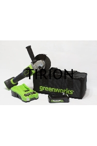Угловая шлифовальная машина Greenworks 24В, аккумуляторная Greenworks (В комплекте с АКБ 2Ач. и ЗУ) [3200207UA]