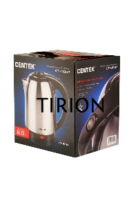 Чайник Centek CT-0037 (матовый) металл 2,0л, 2200W, большой объём, хромированная вставка