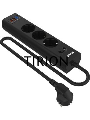 Сетевой фильтр Philips CHP4336BB/51, 3м, 3 розетки, черный