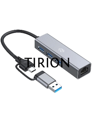 Разветвитель USB-C Digma DHUB-LAN-4port 4порт. серебристый