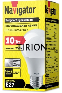 Лампа светодиодная Navigator 61 476 NLL-A60-10-24/48-4K-E27
