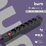 Сетевой фильтр BURO Сетевой фильтр, 6 розеток, 5 метров, (BU-SP5_USB_2A-B) черный {992320}