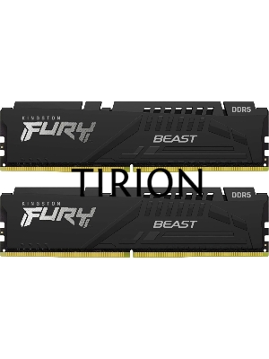 Оперативная память Kingston Fury Beast, DDR5, 32GB (2x16GB), 6400MHz, CL32, с радиатором, чёрный