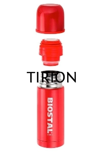 Термос Biostal NB-350 C-R 0,35 л., узкое горло, с кноп. цв.красный