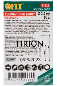 Сверло по металлу FIT IT HSS, титановое покрытие, 2.5 мм, 10 шт 34125