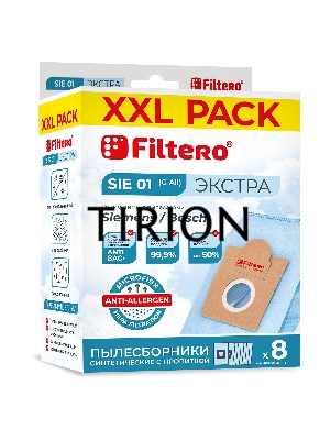 Пылесборники Filtero SIE 01 XXL PACK Экстра, пятислойные, 8 шт., для пылесосов Bosch, SIEMENS, CONTI, KARCHER, SHIVAKI, Ufesa