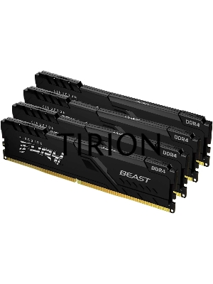 Оперативная память Kingston Fury Beast, DDR4, 64GB (4x16GB), 3600MHz, CL18, радиатор, чёрный