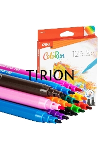 Фломастеры Deli EC10000 ColoRun Вентилируемый 12цв. коробка с европодвесом