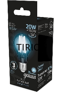 Лампа светодиодная Gauss Filament 20Вт цок.:E27 груша 220B св.свеч.бел.нейт. (упак.:10шт)
