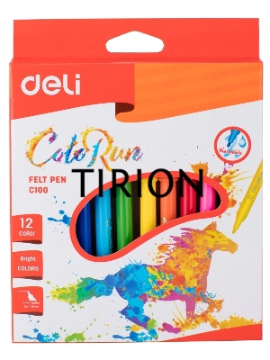 Фломастеры Deli EC10000 ColoRun Вентилируемый 12цв. коробка с европодвесом