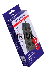 Сетевой фильтр Ippon BK-8-EU-3-16-B 3м (8 розеток) черный (коробка)