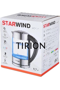 Чайник электрический Starwind SKG5213 1.7 л, 2200 Вт, черный/серебристый
