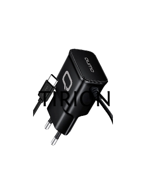 Сетевое зарядное устройство Qumo Energy (Charger 0025) 2.1A, встроенный кабель TYPE-C, черный