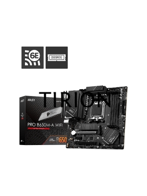 Материнская плата MSI PRO B650M-A WIFI, AM5, AMD B650, 4xDDR5, 4xSATA, 2xM.2, 1xPCI-E 4.0 x16, 1xPCI-E 4.0 x4, 1xDP, 1xHDMI, 1x2.5Gb LAN, 4xUSB 3.2 Gen 1, 4xUSB 3.2 Gen 2, 3x3.5 мм, 7.1, 802.11ax, 5.3, Micro-ATX