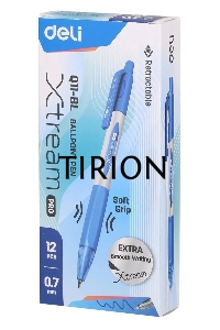 Ручка шариков. автоматическая Deli X-tream EQ11-BL синий мет./синий d=0.7мм син. черн. резин. манжета