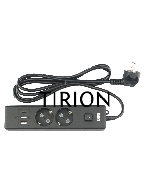 Бытовой удлинитель PowerCube, 2р с/з вык.,3USB, 3500 Вт, 16А, 1.9 м, 3*1,0 (черный) PC-5B-2M