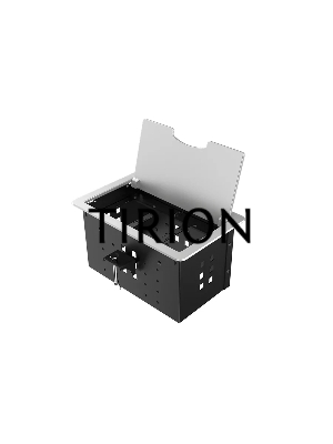 Прямоугольный металлический корпус Wize Pro [WRTS-12BOX-S] для модульной системы врезного лючка в стол с откидывающейся крышкой, до12 модулей-вставок, беспроводная зарядка 10Вт для моб.устройств на крышке, преустановленная рамка,серебр.