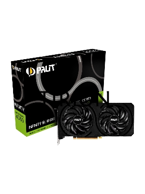 Видеокарта Palit RTX4060 INFINITY 2 OC NVIDIA GeForce RTX 4060 8Gb 128bit PCI-E 4.0 GDDR6 1830/17000 HDMIx1 DPx3 HDCP Ret