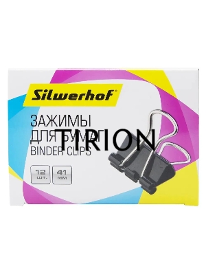 Зажимы Silwerhof 510017 сталь 41мм черный (упак.:12шт) картонная коробка