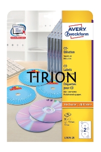 Этикетки самоклеящиеся Avery Zweckform CD/DVD L7676-25 A4, 196 г/м2, 50 л, покрытие супер глянец, белый