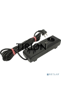 Сетевой фильтр Surge protector Pilot 3G 3xGP euro outlets, 10А/2.2кВа, 2xUSB, 7m, черный
