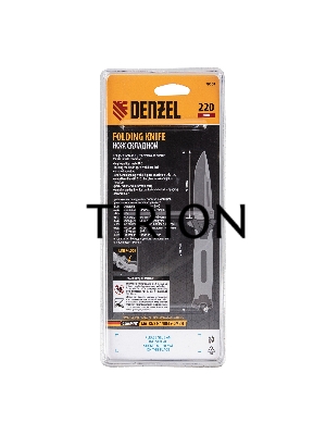 Нож складной Denzel, многоцелевой, системы Liner-Lock, с накладкой G10 на прямой рук-ке+стеклобой 79208