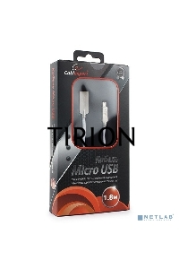 Кабель USB 2.0 Cablexpert CC-P-mUSB02W-1.8M, AM/microB, серия Platinum, длина 1.8м, белый, блистер