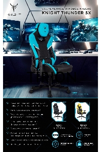 Кресло игровое Knight Thunder 5X черный/желтый эко.кожа крестов. металл