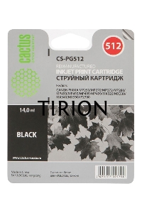 Картридж струйный Cactus CS-PG512 черный (14 мл) для Canon Pixma iP2700/MP240/MP250/MP260/MP270/MP272/MP280/MP480/MP490/MP492/MP495/MX320/MX330/MX340/MX350