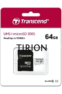 Флеш карта Micro SecureDigital 64Gb Transcend Class 10 TS64GUSD300S-A{MicroSDXC Class 10 UHS-I, SD adapter}