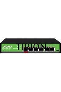 Коммутатор Digma DSP204G-2G-T80 (L2) 6x1Гбит/с 4PoE 4PoE+ 1PoE++ 80W неуправляемый